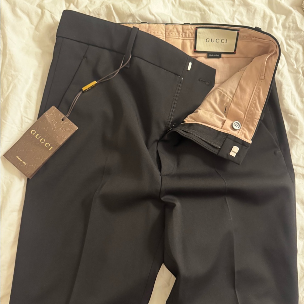 Gucci Black Wool Silk Trousers Slacks Women size 36 new 2016